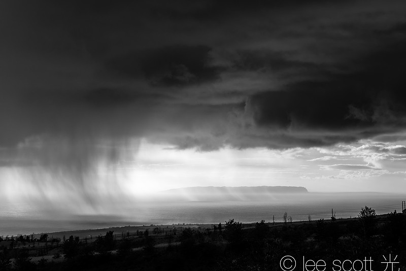Passing Showers along Waimea Canyon Drive (bw)