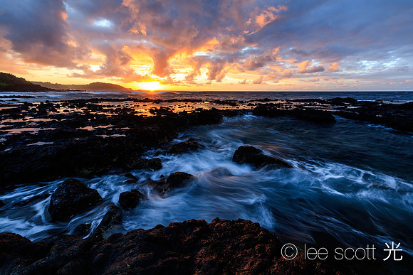 Sunset Sky and Swirling Sea