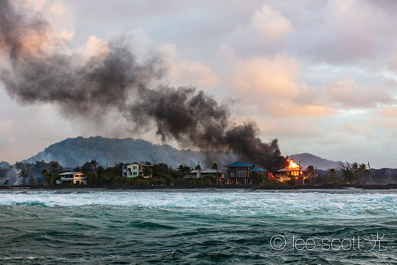 Ocean Front Fire at Kapoho Bay