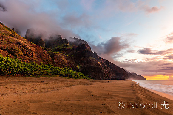 Kalalau Beach and Pastel Sky